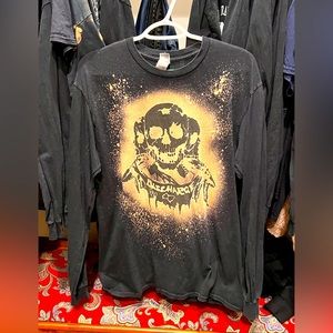 Long sleeve “bleach print” Discharge shirt size medium crust punk dbeat